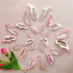 12pcs gradient hollow 3d butterfly wall sticker wedding living room window home decor gold silver butterflies