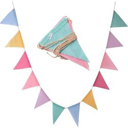 Colorful Jute Linen Pennant Flags Banner for Birthday Wedding Christmas Party Decorations