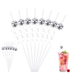 6pcs mirror disco ball straws: 70s party decor for birthdays, weddings, bachelorettes, and bars