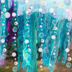 under the sea party decor: colorful bubble garlands, ocean themed circle hanging banner - mermaid birthday party favor