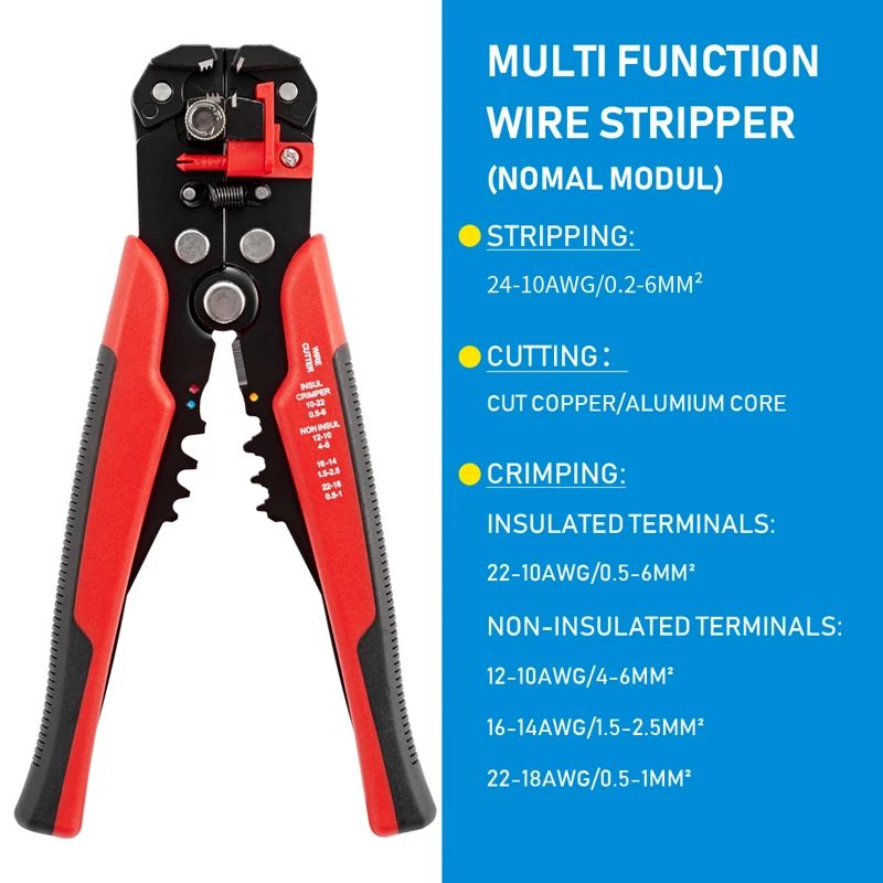 Multifunctional Crimping Pliers Automatic Wire Stripper Cable Cutter Terminal Hand Tool for Prof