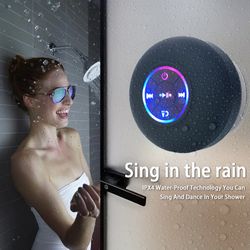 waterproof bluetooth speaker portable wireless speaker with suction cup led mini sound box for shower, outdoor & travel