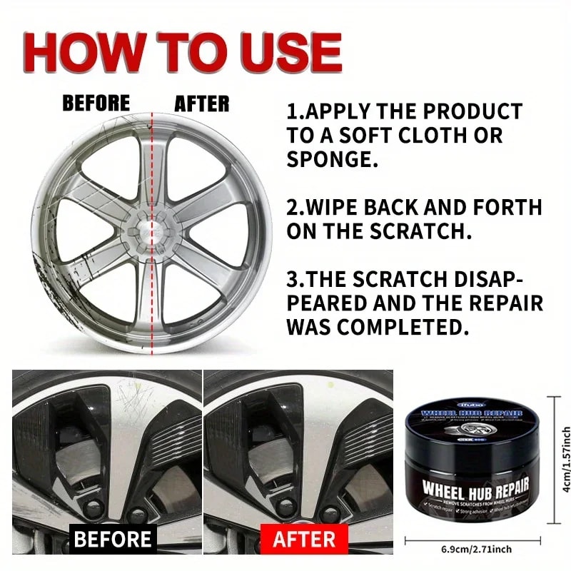 Wheel Hub Scratch Repair Wax Deep Conditioning For Automobile Tires Alloy Wheels 4