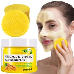turmeric kojic acid cleansing pads, exfoliating pads for glowing skin, brightening facial sponges with vitamin c