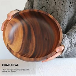 kitchen natural wooden bowl: household fruit & salad bowl for home & restaurant - food container with wooden utensils |