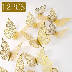 12pcs fashion 3d hollow butterfly wall stickers: modern diy home decor & gifts