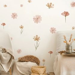 Boho Flowers Wall Stickers Bedroom Living Room Home Decor Eco-friendly Removable Decals PVC Murals