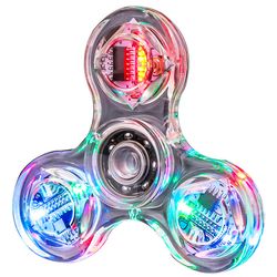 crystal luminous led fidget spinner, glow in dark hand spinner edc stress relief toy & kinetic gyroscope for kids