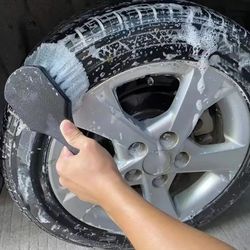 car wheel cleaning brush set, short handle tire & rim detailing brush for auto, truck & vehicle maintenance