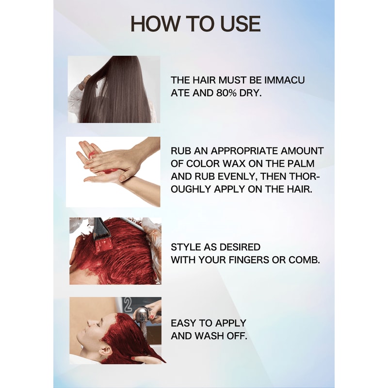 Temporary Hair Color Wax Easy to Wash DIY Hair Dye for Beards Eyebrows Styling Dyed Mud