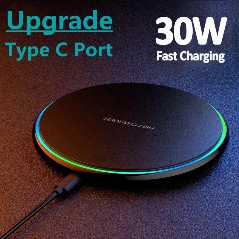 30W Fast Wireless Charger Pad QiCertified Charging Station for iPhone 151413 Samsung S23S22 X