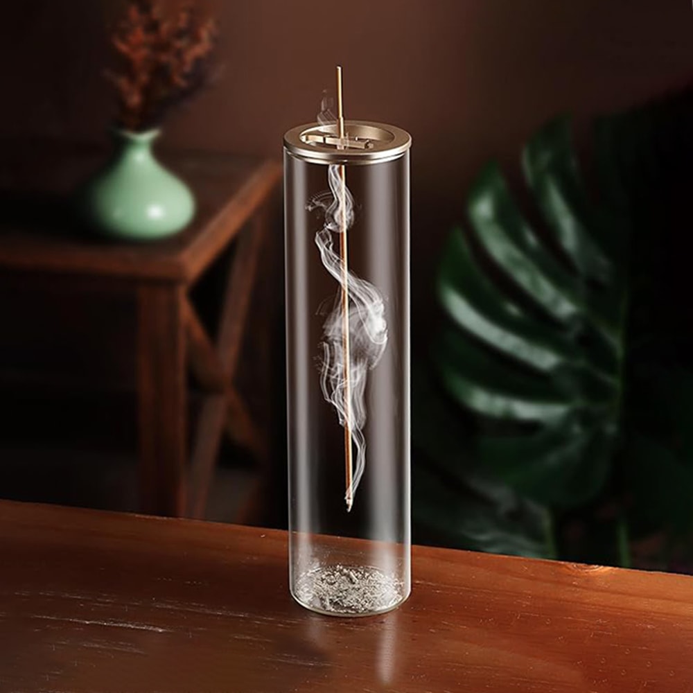 Modern Glass Incense Burner With AntiAsh Flying Design Removable Ash Catcher For Home Decor Medita 0