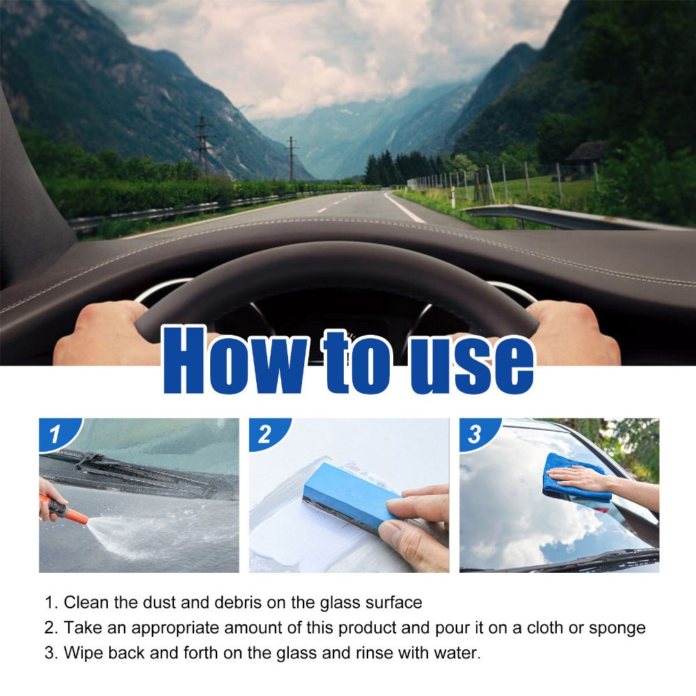 Powerful Car Glass Cleaning Paste Anti-Fog, Waterproof Windshield Cleaner for Spotless Rearview Mirrors