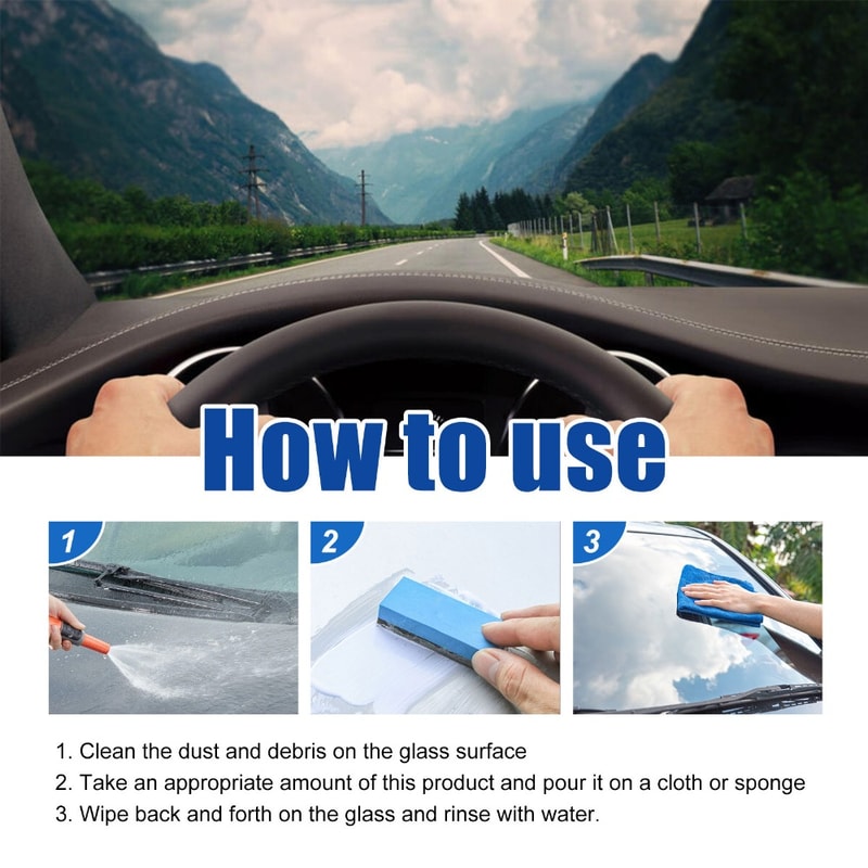 Powerful Car Glass Cleaning Paste Anti-Fog, Waterproof Windshield Cleaner for Spotless Rearview Mirrors