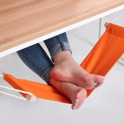 lazy portable foot hammock, casual feet swing footrest for office desk, travel, home, and outdoor relaxation