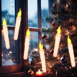 floating led taper candles with magic wand, flickering warm light flameless candles for halloween & christmas parties