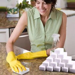 magic cleaning sponges, durable melamine erasers for kitchen, bathroom & household surfaces