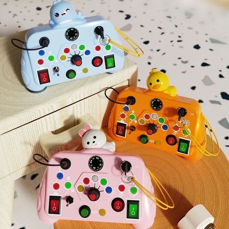 Montessori Busy Board Sensory Toys With LED Light Switch Control Travel Activity Children Game For 0