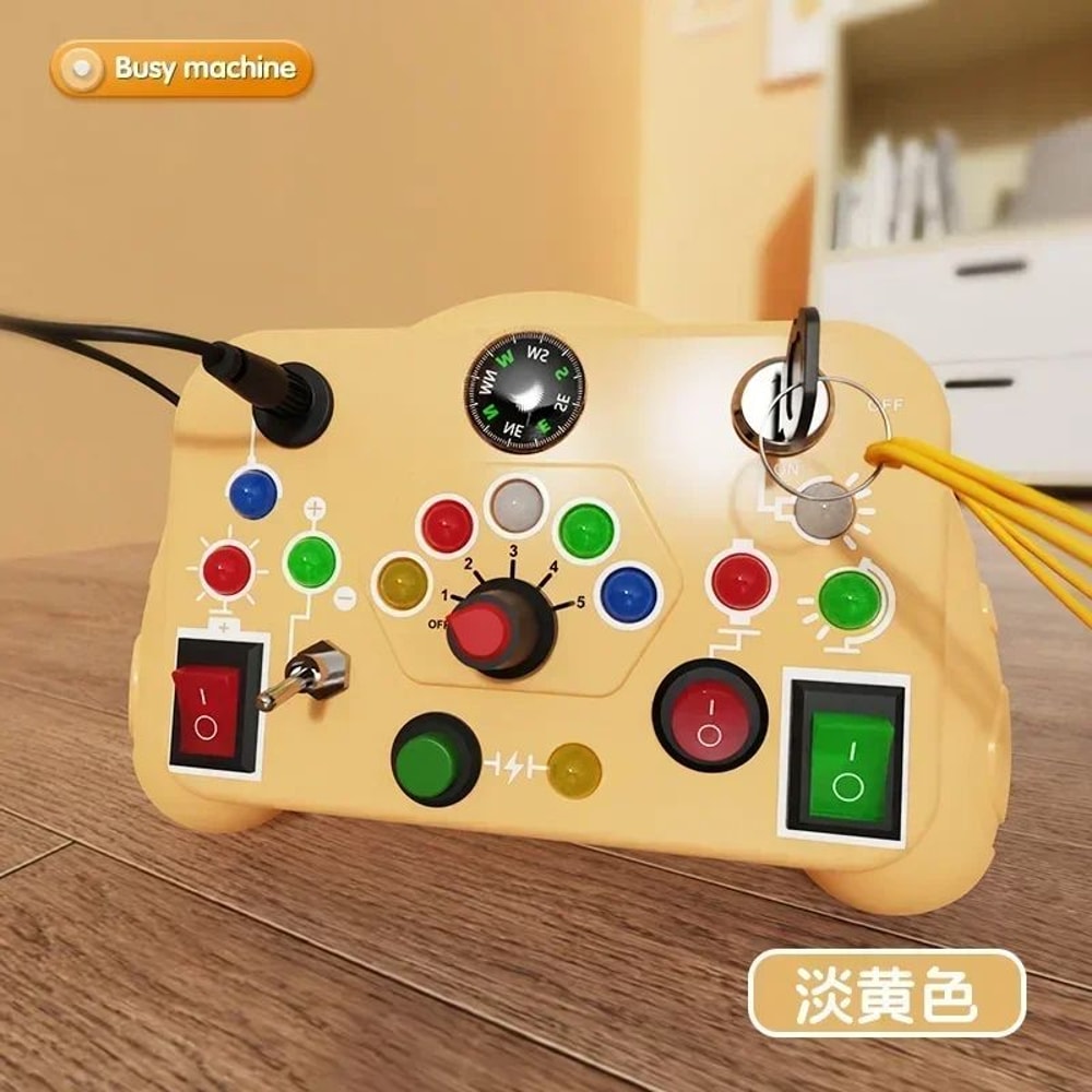 Montessori Busy Board Sensory Toys With LED Light Switch Control Travel Activity Children Game For 8