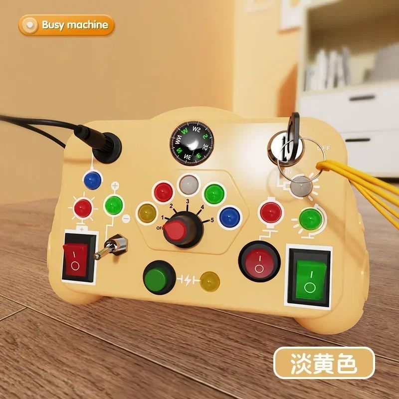 Montessori Busy Board Sensory Toys With LED Light Switch Control Travel Activity Children Game For 8