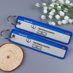 "task failed successfully" embroidery key fobs, funny key tags keychain for motorcycles cars key ring accessories