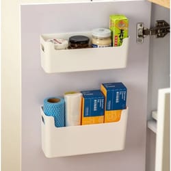 space-saving non-perforated cling film rack, cabinet wall shelf & spice organizer for kitchen storage