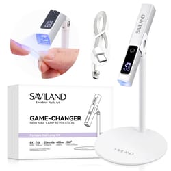 saviland rechargeable uv led nail lamp magnetic stand, lcd screen, 4 timer modes portable mini nail dryer for gel nails