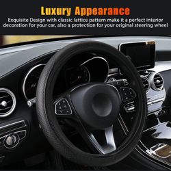 universal car steering wheel cover, pu leather non slip accessory, all season protection & luxury interior upgrade