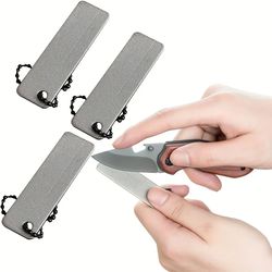 knife sharpener diamond mini keychain tool, compact outdoor camping sharpener with emery nail file for edc, survival