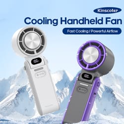 mini cooling handheld fan, foldable rechargeable outdoor portable turbo fan with 100-speed control for travel, office