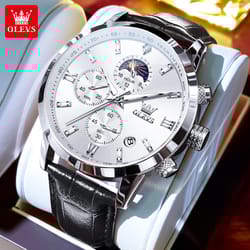 luxury brand men quartz watch, waterproof chronograph moonphase watch for men, new fashion multifunction timepiece