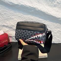 creative shark mouth crossbody bag, simple coin purse, casual fashion mobile phone bag, small square shoulder purse