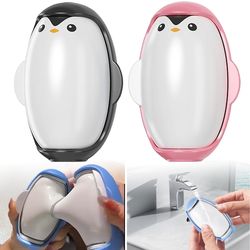 penguin washable lint remover sticky roller, cute portable dust cleaner for clothes, pet hair, reusable travel ball tool