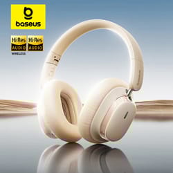 baseus bowie h1s bluetooth 5.4 wireless headphones, hi-res over ear headset, 46db anc, spatial audio, 120h playback