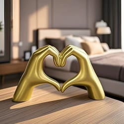 modern abstract heart hand statue love figurines, wedding decoration, desktop accent for bedroom, living room decor