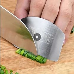 stainless steel finger protector for kitchen knife cutting, safe chop shield, cooking finger guard, durable cut gadget