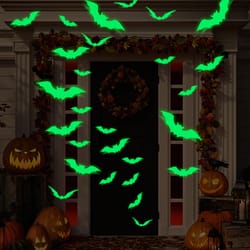 glow halloween wall stickers, glow in the dark window decals, bat decal, haunted house, halloween holiday decor