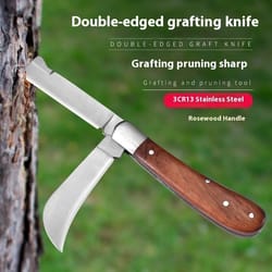 professional garden grafting tools, folding grafting knife, wooden handle fruit tree pruning cutter knife