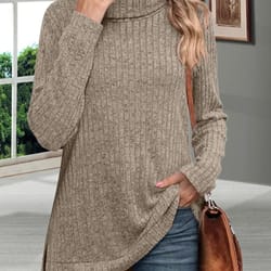 winter thick cold resistant women sweaters, loose knitted turtleneck ladies pullovers, striped soft long sleeved