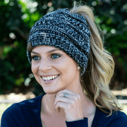 ponytail beanie for women, stay warm without flattening your hair