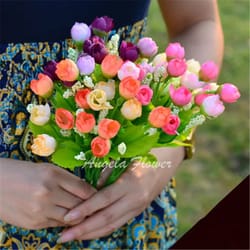 autumn 15 heads bouquet silk artificial flower diy wedding home christmas decor floral gifts photo props
