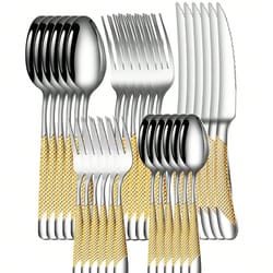 6/30pc stainless steel star drill cutlery set for kitchen & dining