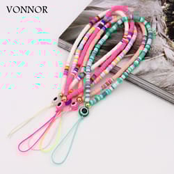 2022 stylish clay bead phone charm: evil eye jewelry lanyard for women & girls - anti-lost mobile strap gift2022 stylish