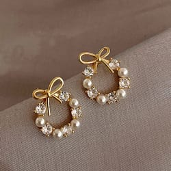 2022 korean circle pearl earrings: fashionable small versatile women's jewelry