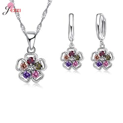 925 sterling silver bridal jewelry sets: statement flower butterfly choker necklaces & zirconia earrings - perfect gifts