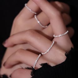 silver sparkling lats rings: luxury fashion jewelry for women's wedding & birthday gifts