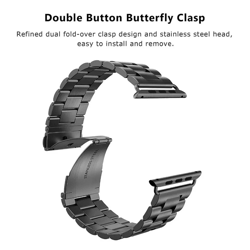 premium stainless steel apple watch band compatible with iwatch series se, metal link bracelet strap