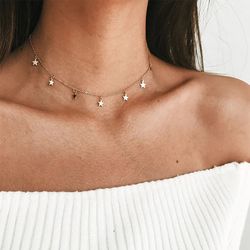 boho statement necklace: stylish stars dangler choker for women - fashionable clavicle chain jewelry, perfect birthday g