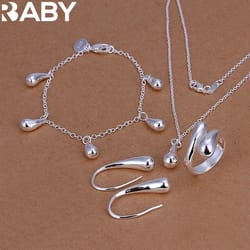 high-quality 925 sterling silver wedding jewelry sets for women: classic drop bracelets, earrings, necklaces, and rings