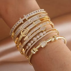 shiny zircon letter charm bracelet: classic luxury fashion jewelry for women - perfect wedding & party gift